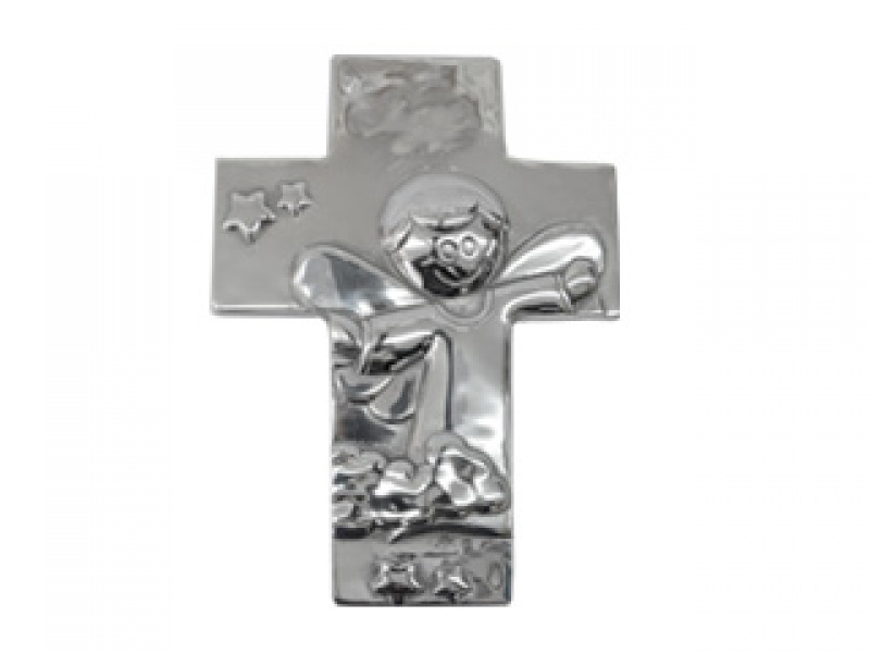 CRUZ NIÑO CON NUBE MED CRUCES EN PEWTER